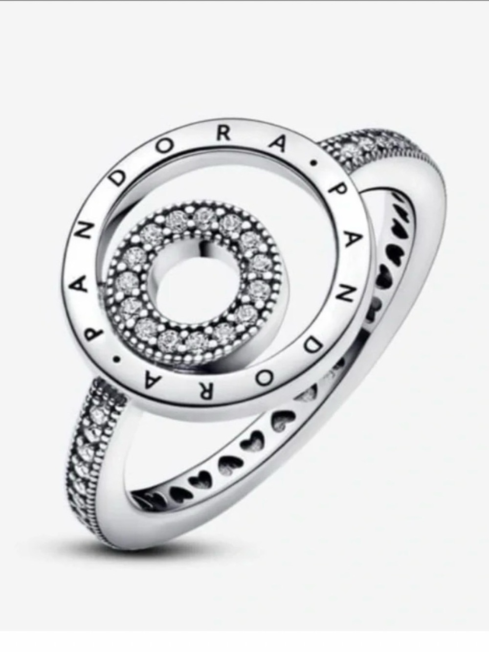 Authentic Pandora Signature Logo Circles Pavé Ring
Sterling silver